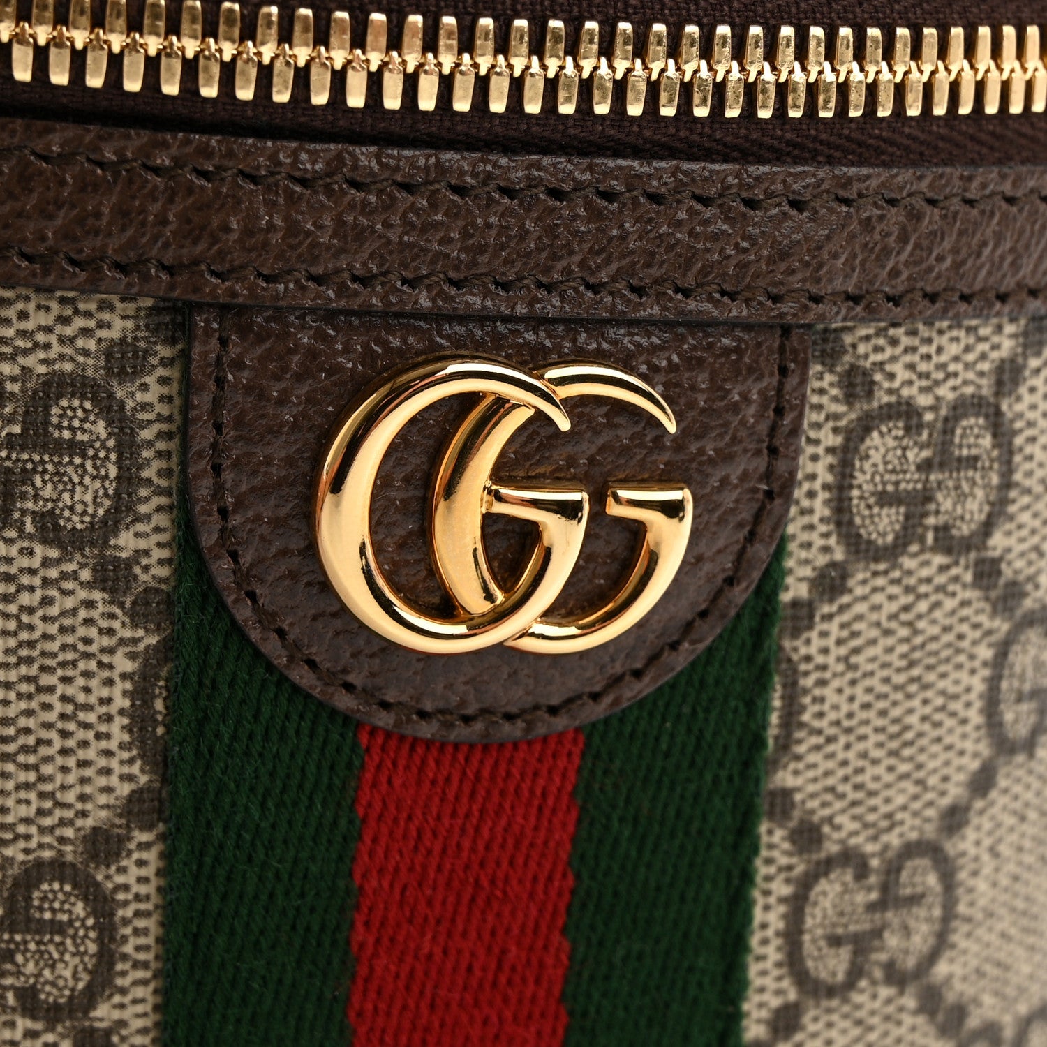 Gucci GG Supreme Monogram Textured Calfskin Web Ophidia Vanity Cosmetic Case Beige Ebony New Acero 8 of 9