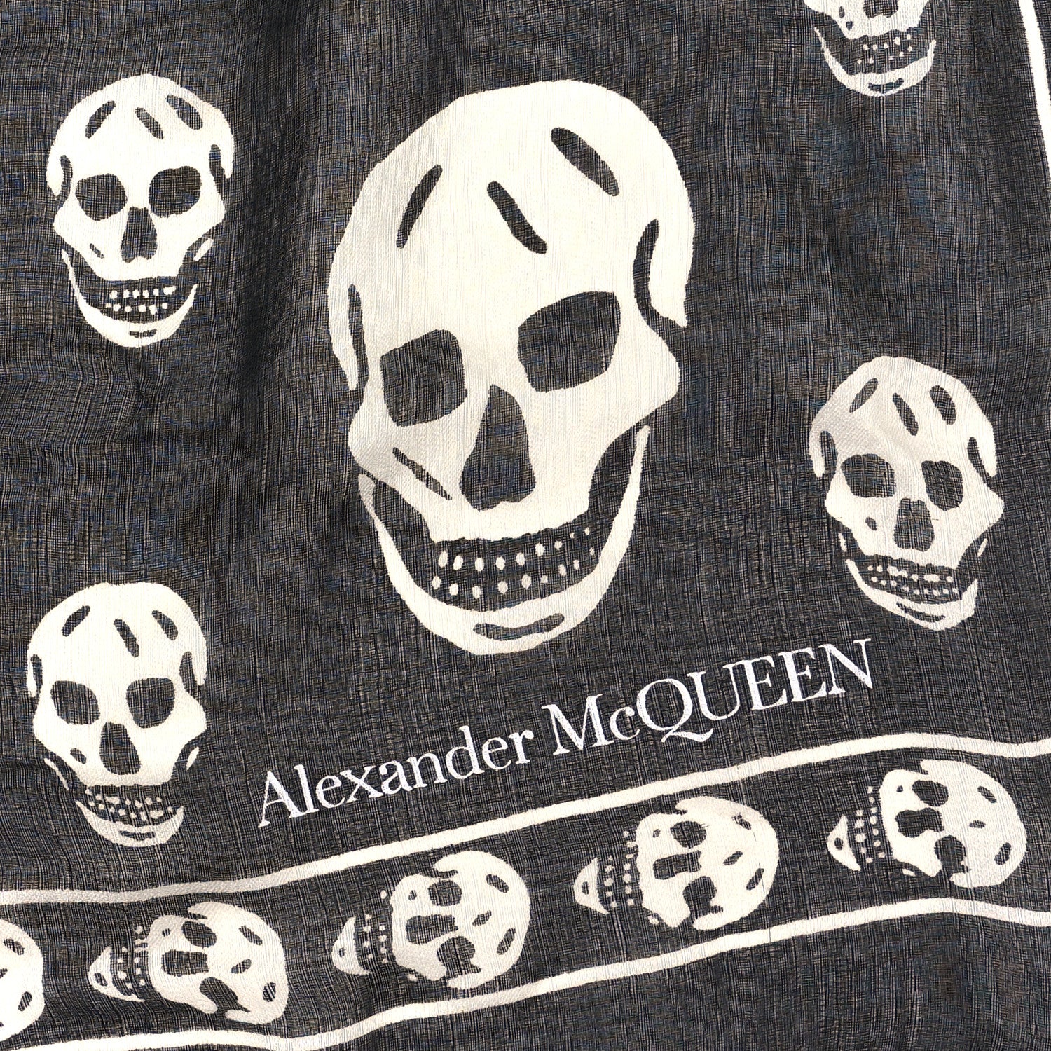 Alexander McQueen Silk Chiffon Skull Scarf Black Ivory 2 of 4