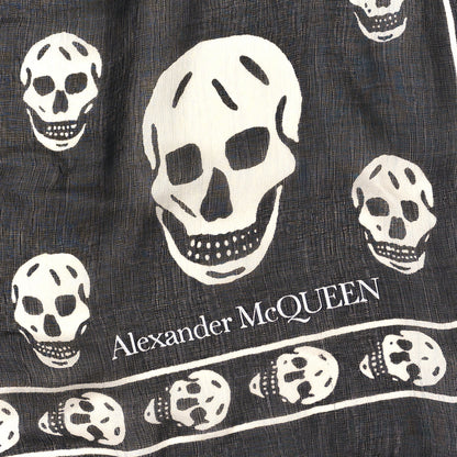 Alexander McQueen Silk Chiffon Skull Scarf Black Ivory 2 of 4