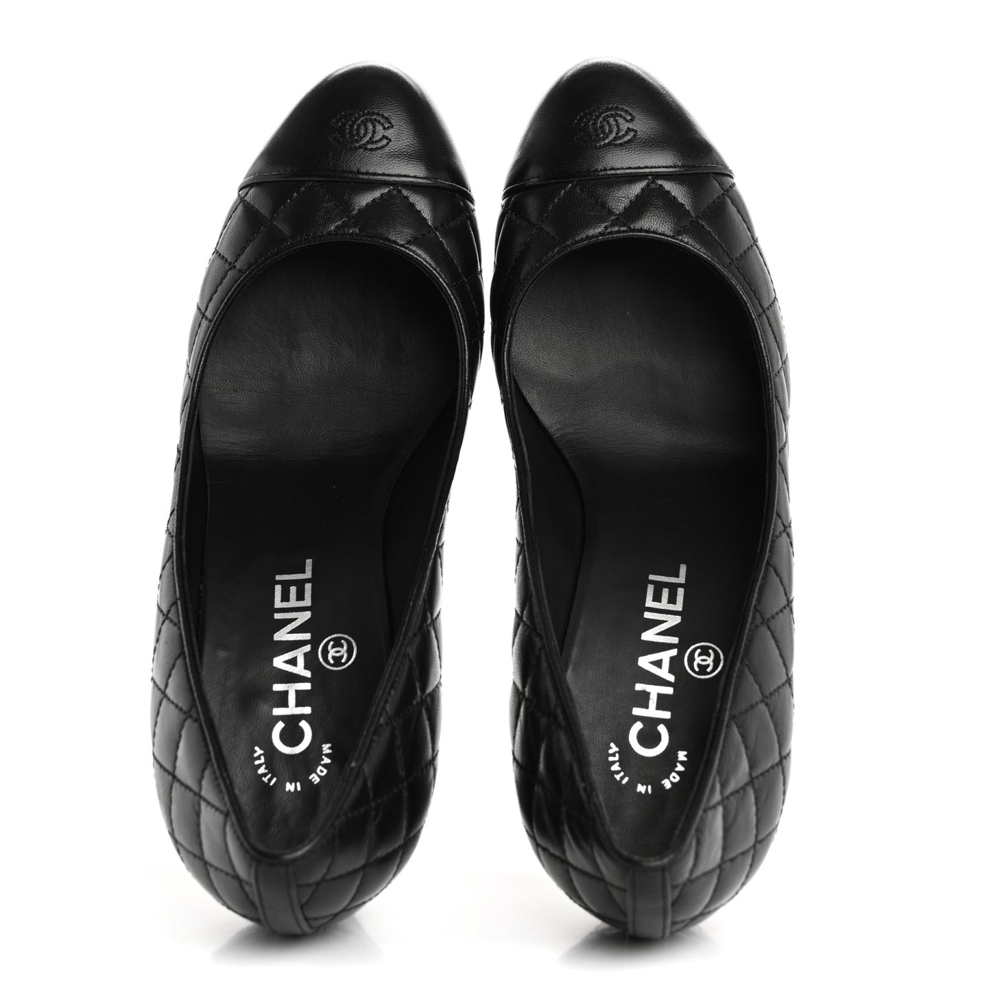 Lambskin Quilted Cap Toe Pumps 37.5 Black