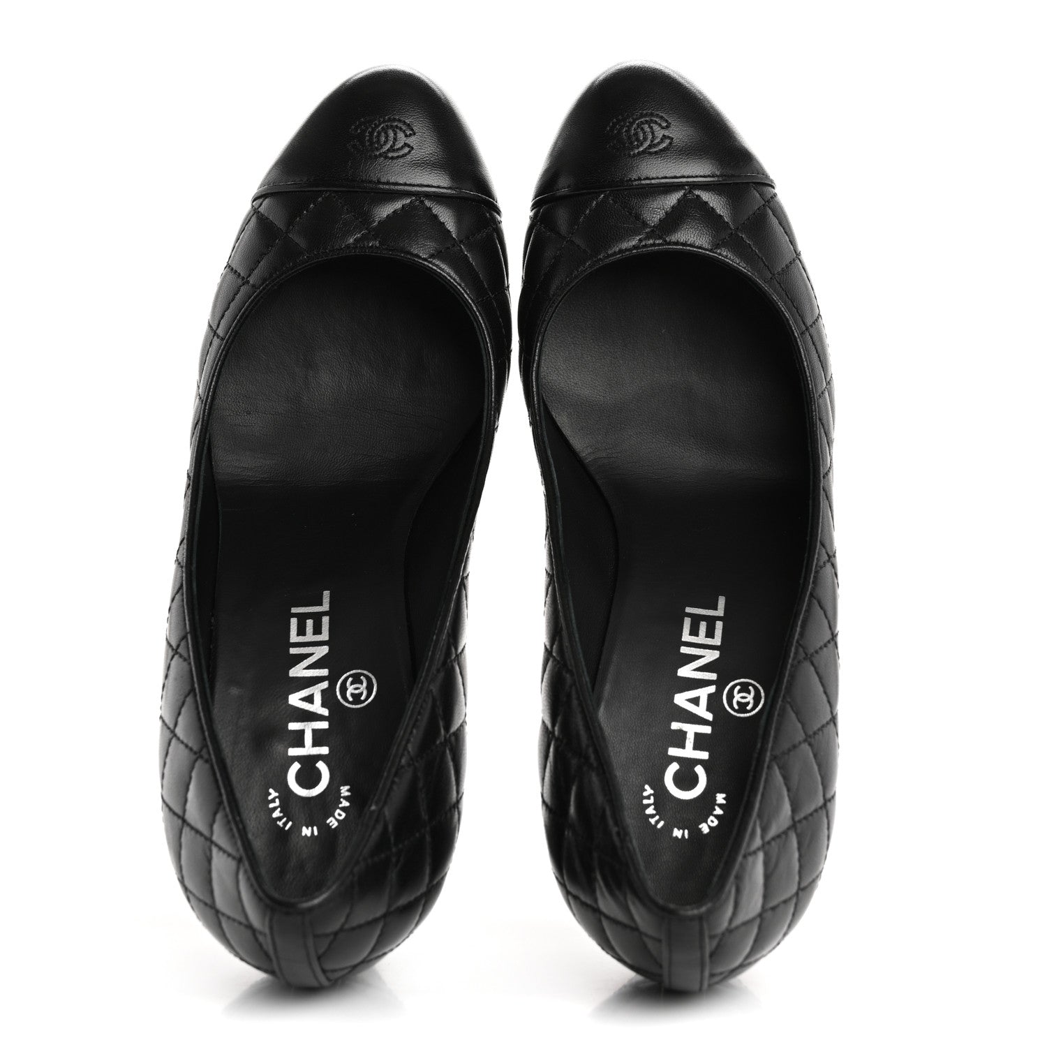 Chanel Lambskin Quilted Cap Toe Pumps 37.5 Black 2 of 10