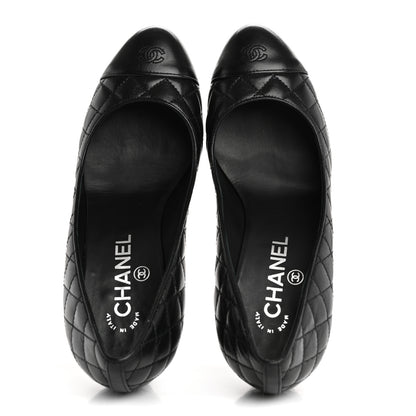 Chanel Lambskin Quilted Cap Toe Pumps 37.5 Black 2 of 10
