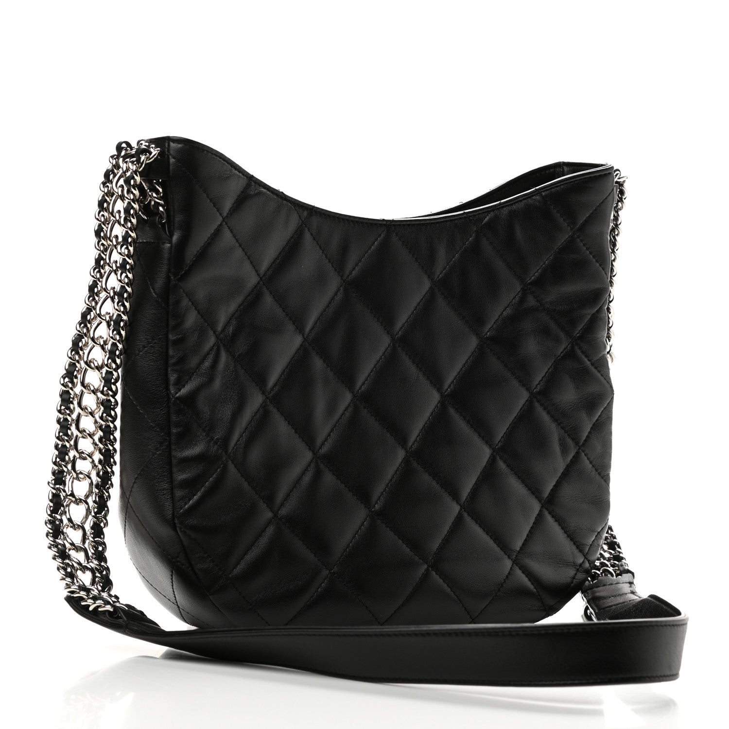 Chanel Lambskin Chain Rows Quilted Chain Hobo Black 3 of 11