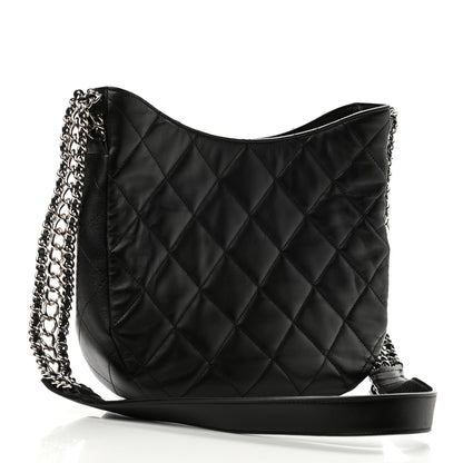 Chanel Lambskin Chain Rows Quilted Chain Hobo Black 3 of 11