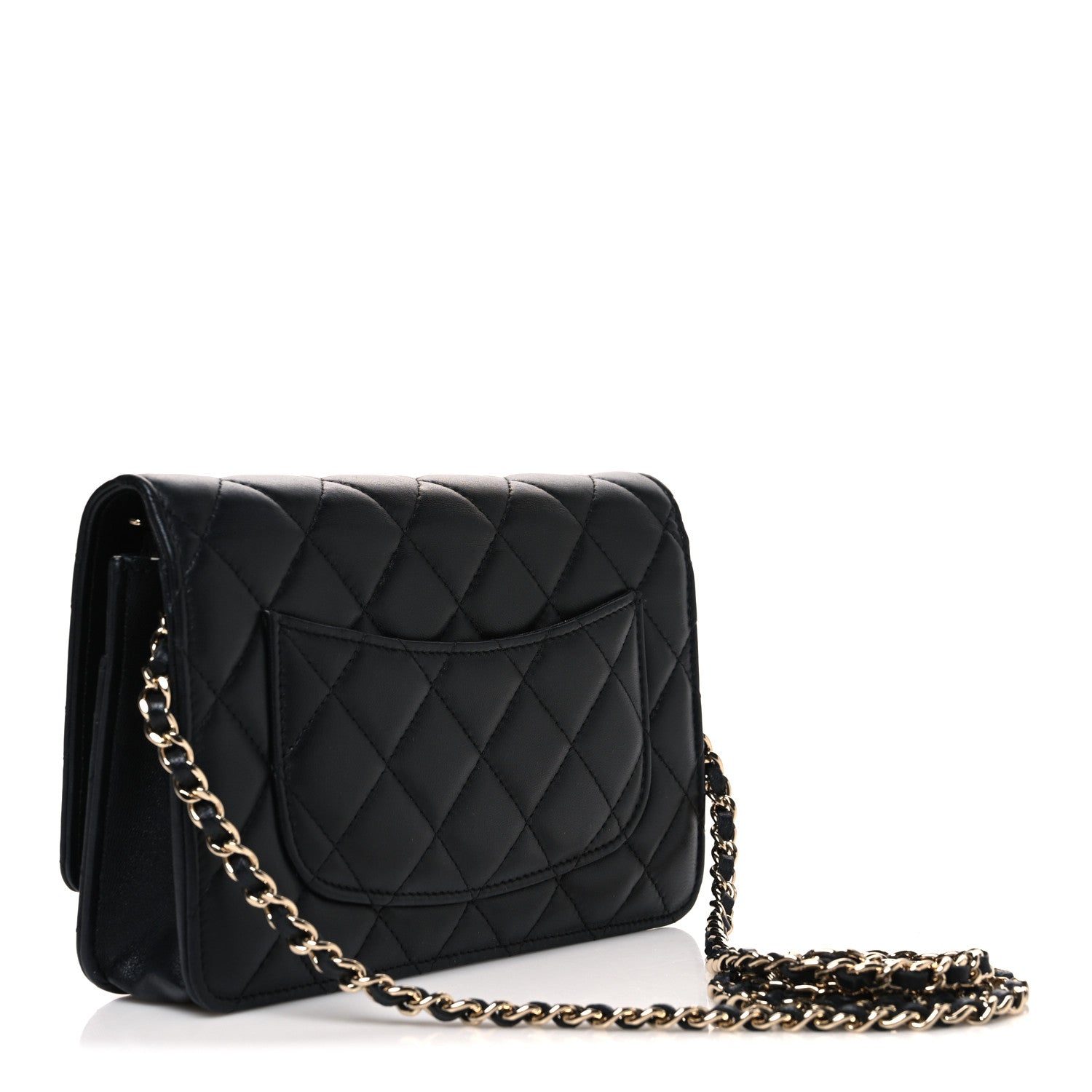Chanel Lambskin Quilted Pearl CC Wallet on Chain WOC Black 3 of 11