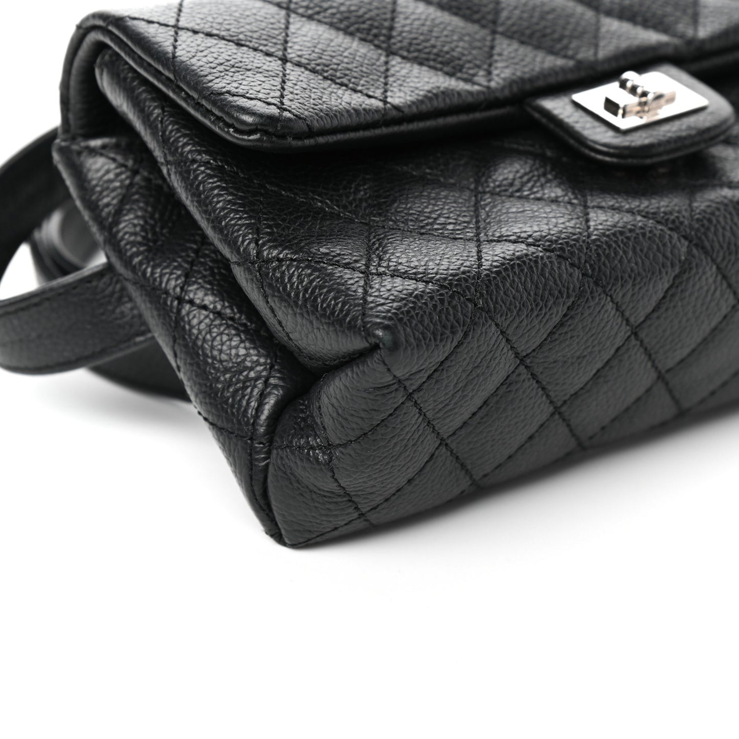 Grained Calfskin Quilted 2.55 Reissue Flap Belt Bag Clutch Black