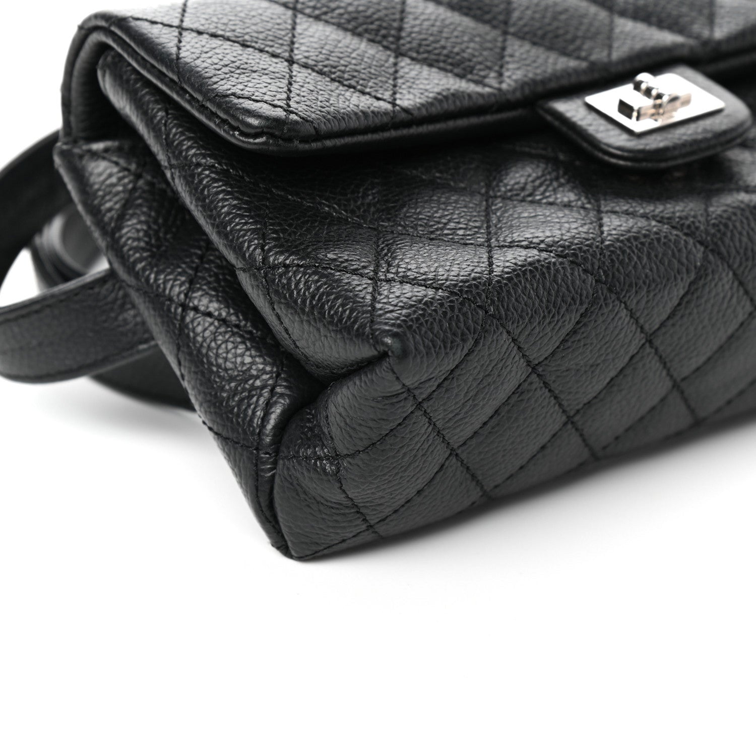 Chanel Grained Calfskin Quilted 2.55 Reissue Flap Belt Bag Clutch Black 8 of 10