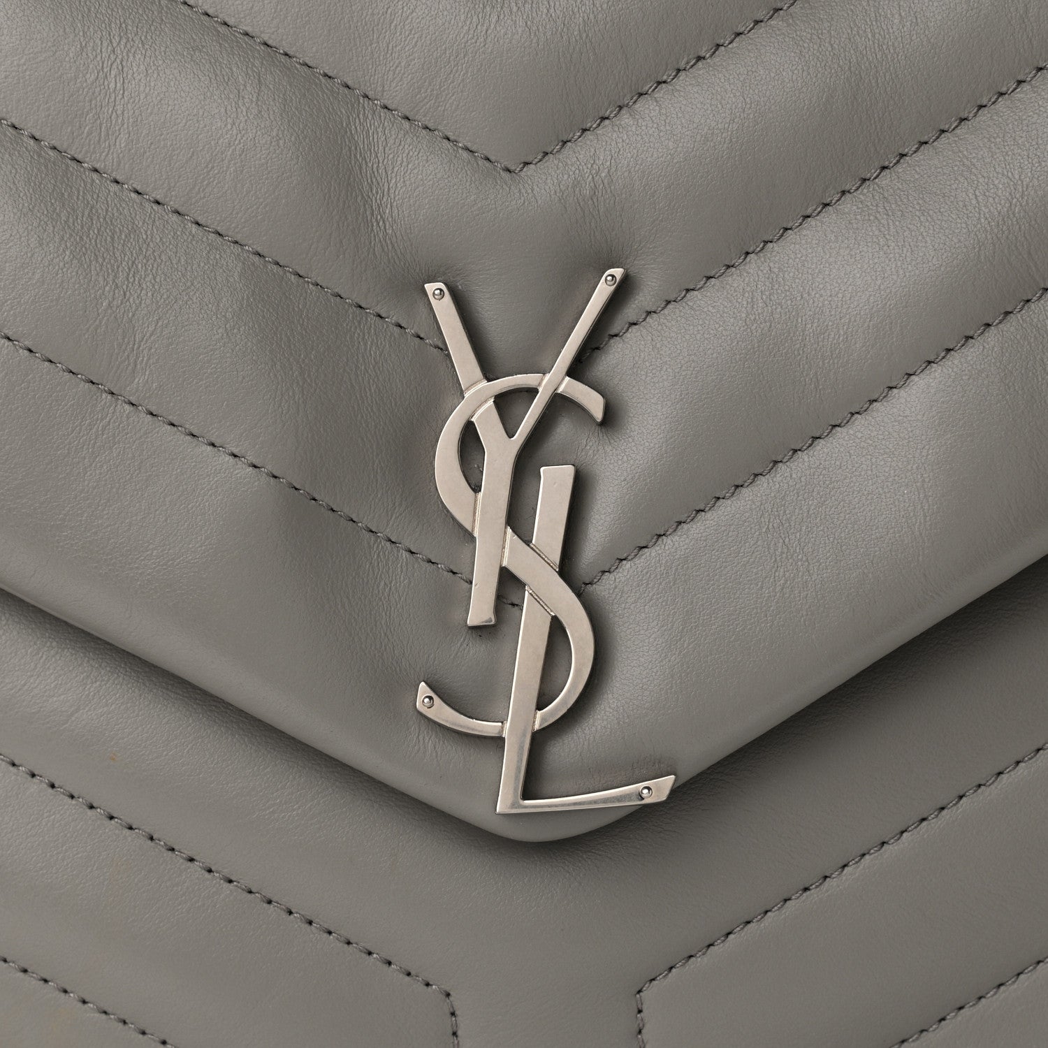 Saint Laurent Calfskin Y Quilted Monogram Large Loulou Chain Satchel Earth 7 of 9