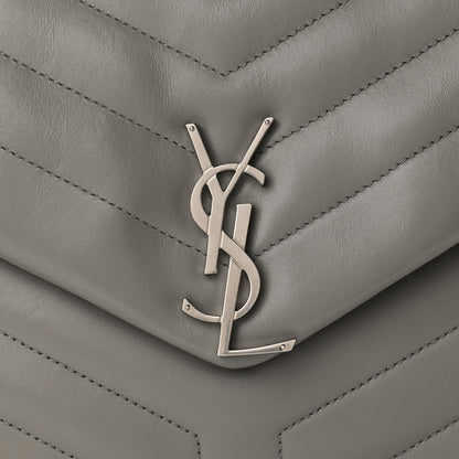 Saint Laurent Calfskin Y Quilted Monogram Large Loulou Chain Satchel Earth 7 of 9