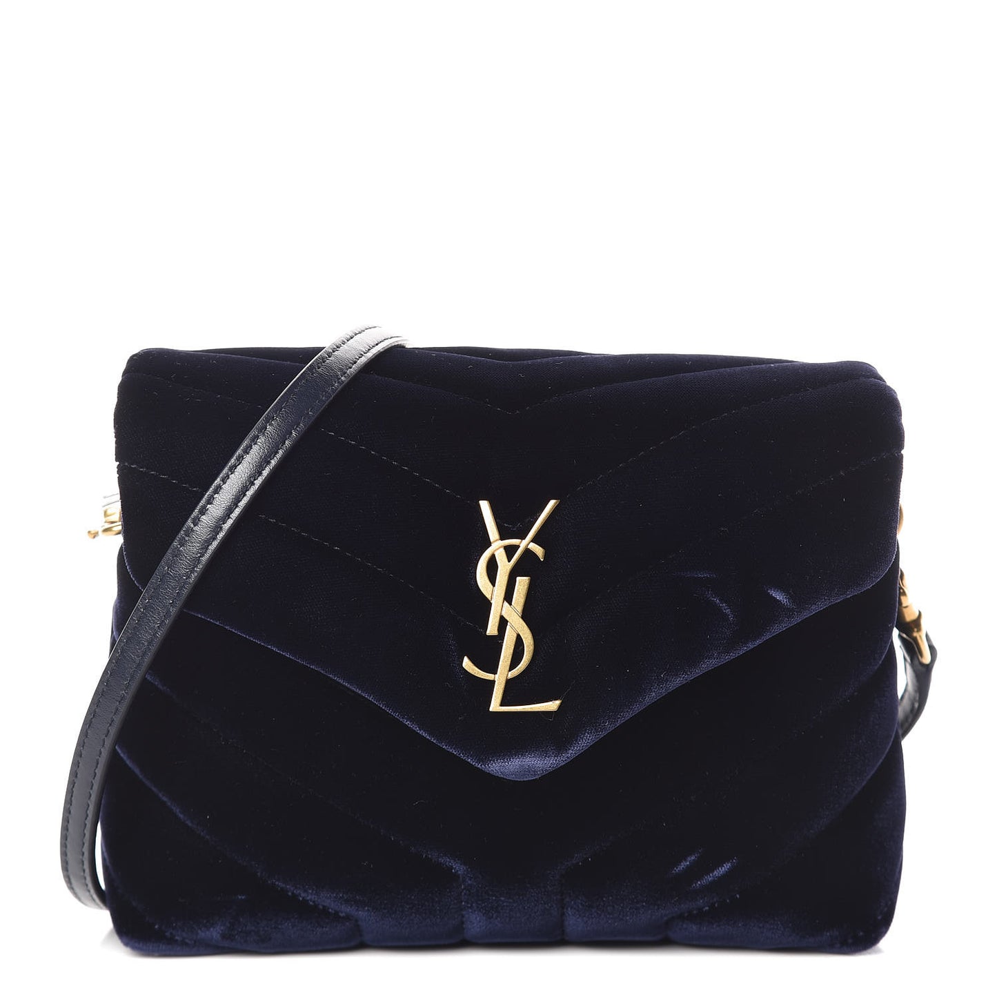 Velvet Y Quilted Monogram Toy Loulou Crossbody Bag Navy