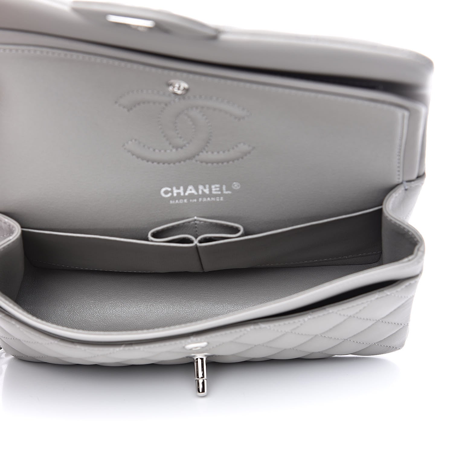 Chanel Lambskin Quilted Small Double Flap Grey 5 of 12