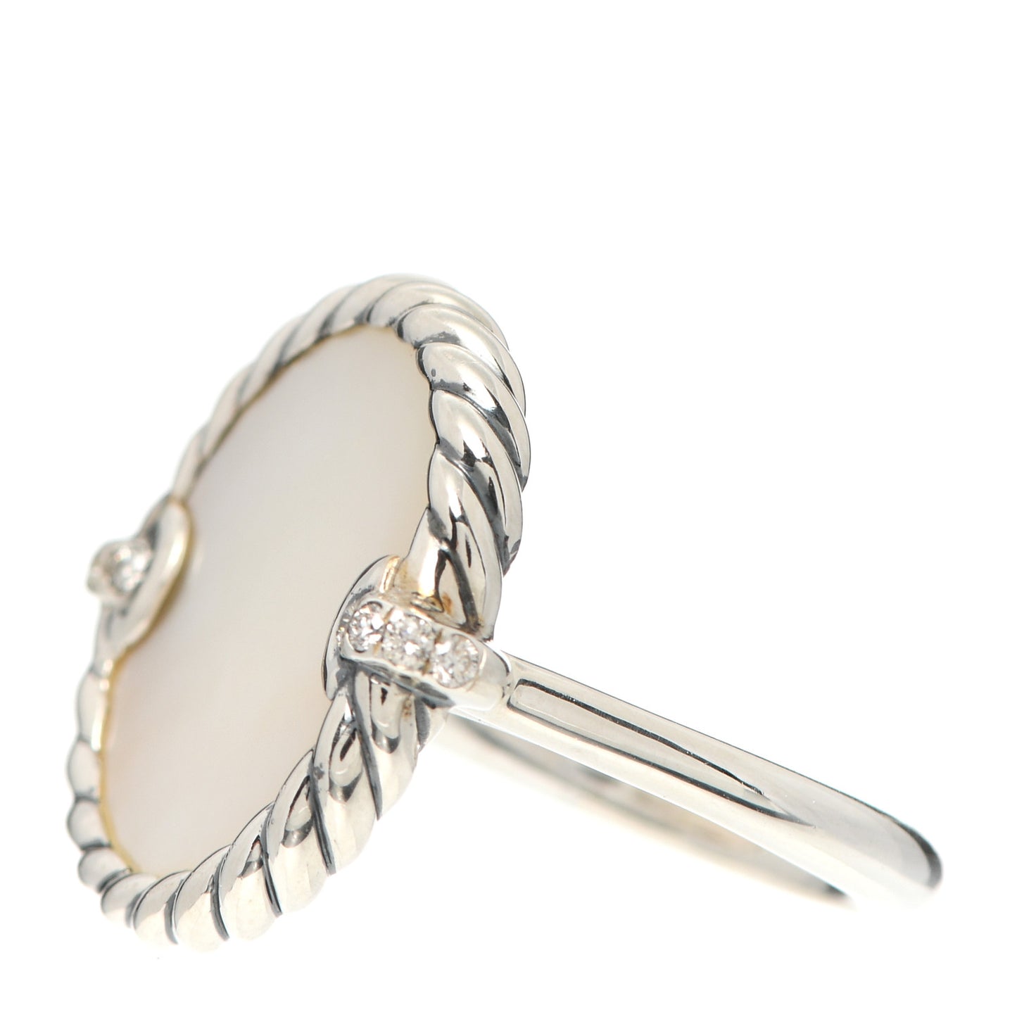 Sterling Silver Mother Of Pearl Diamond Elements Ring 52 6