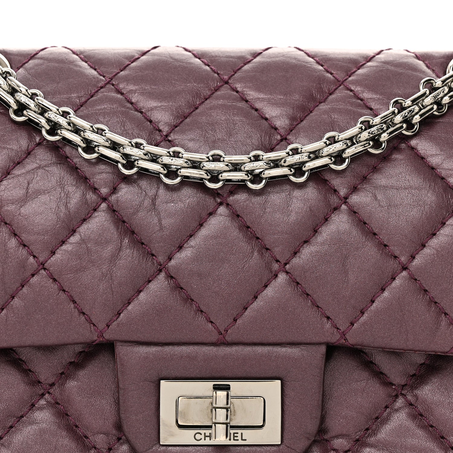 Chanel Metallic Calfskin Quilted 2.55 Reissue 224 Flap Purple 7 of 10