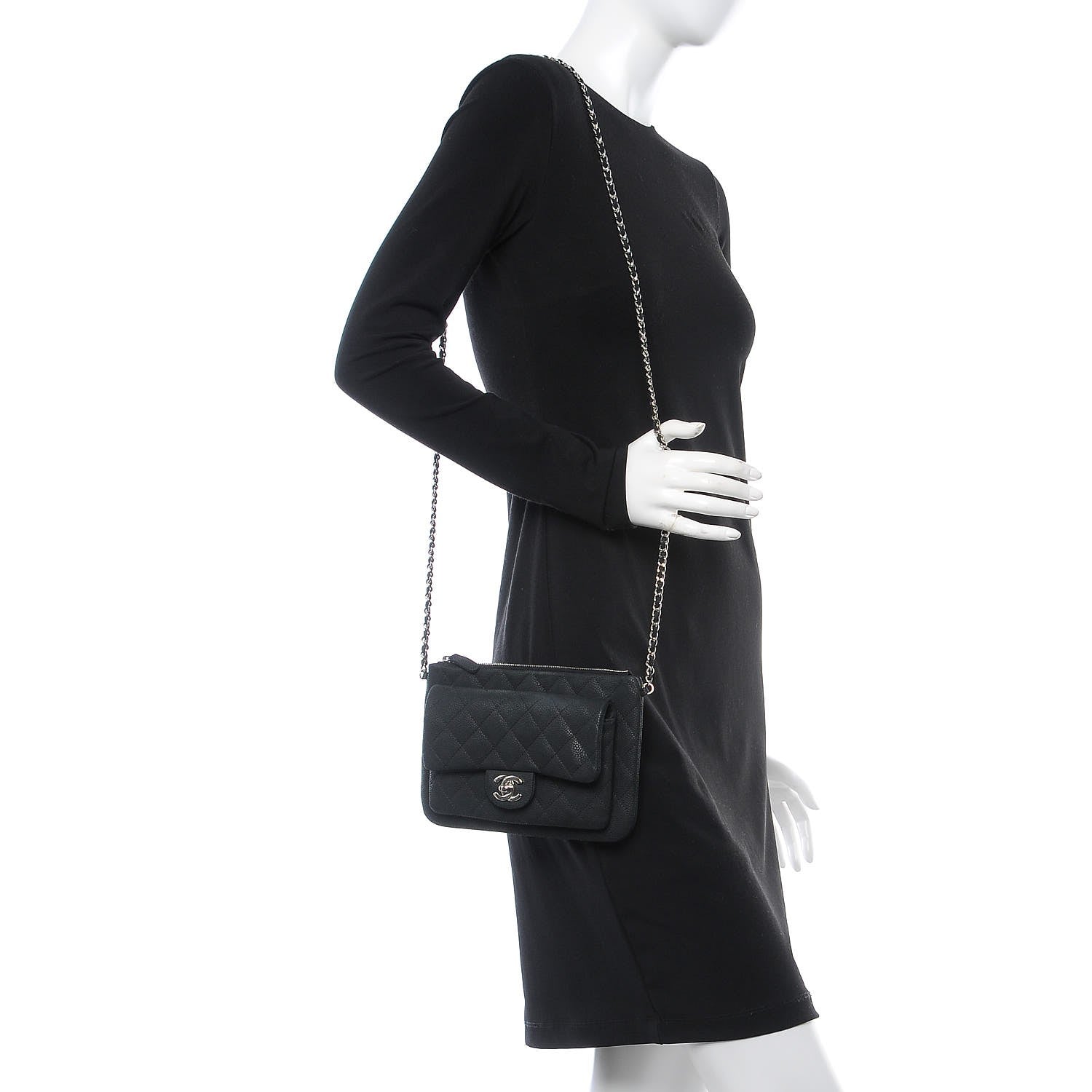 Chanel Iridescent Caviar Quilted Daily Zip Crossbody Bag Black 2 of 9