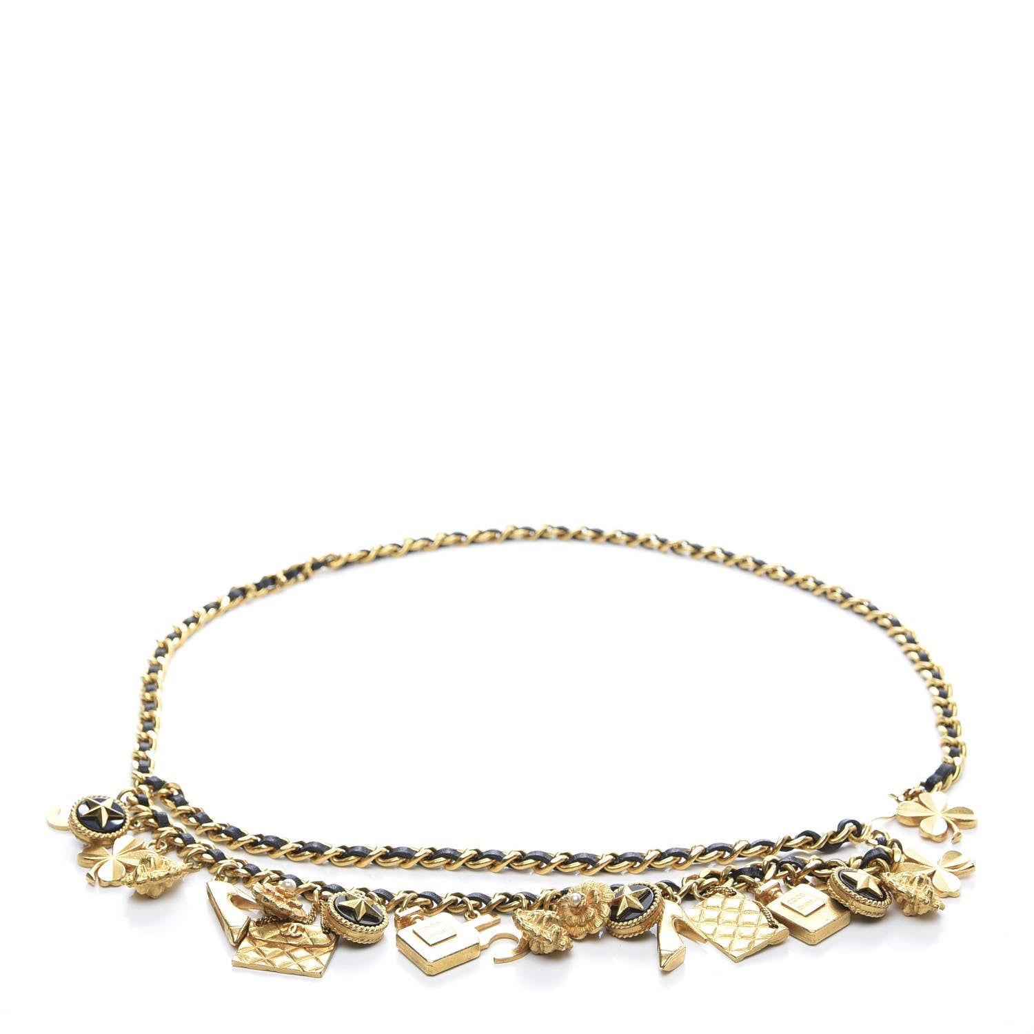 Chanel Lambskin Gold Chain Iconic Charm Belt Black Gold 1 of 4