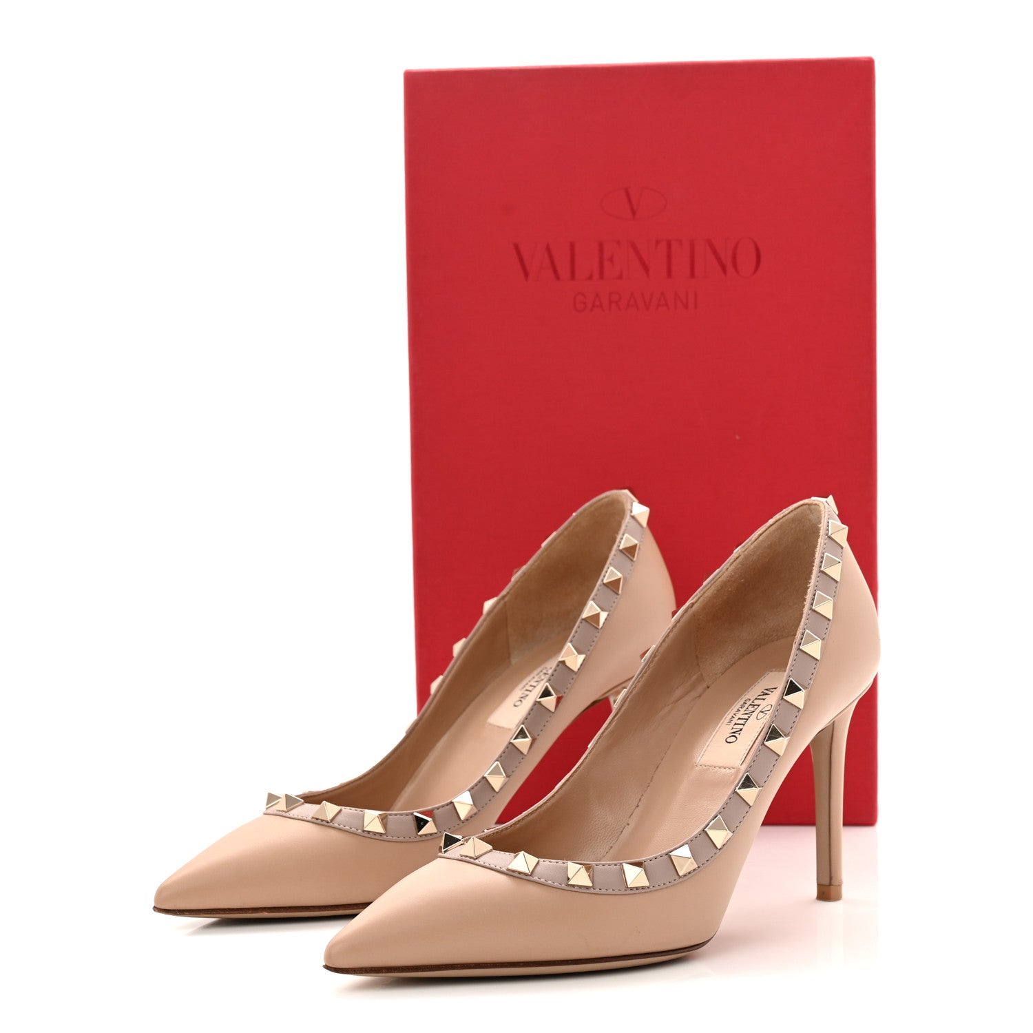 VALENTINO GARAVANIポインテッドトゥ 35 Valentino Garavani Nappa Rockstud 100mm Pumps 35 Poudre 1821399