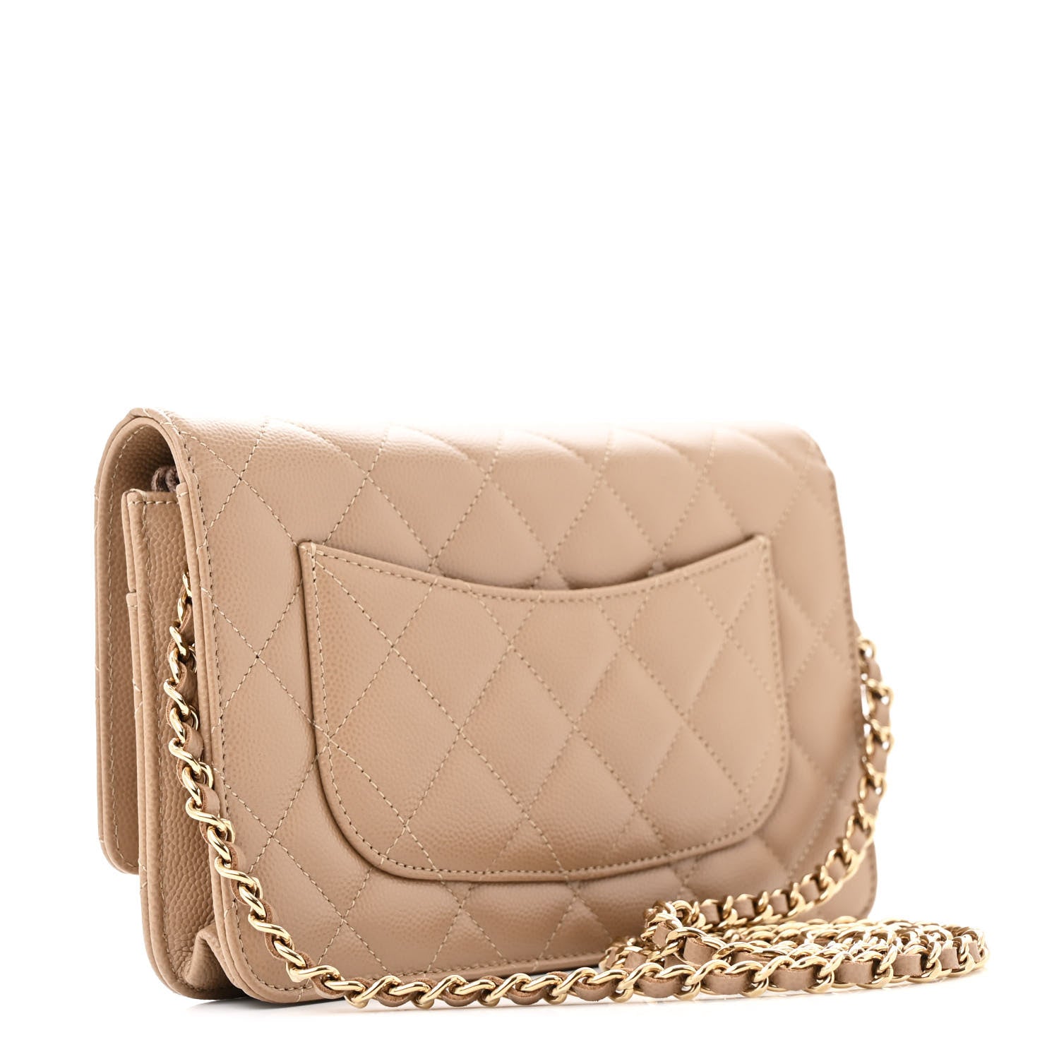 Chanel Caviar Quilted Wallet on Chain WOC Dark Beige 3 of 12