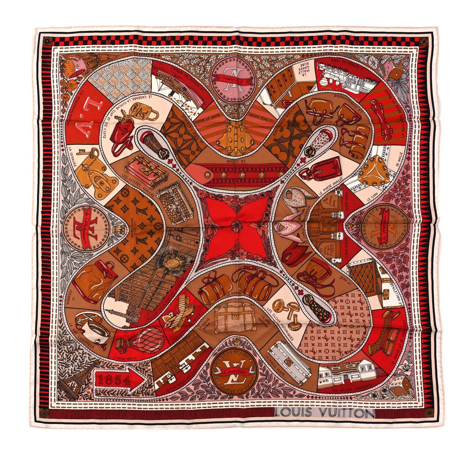Louis Vuitton Silk Jeu De Louis Square Scarf Beige 2 of 6