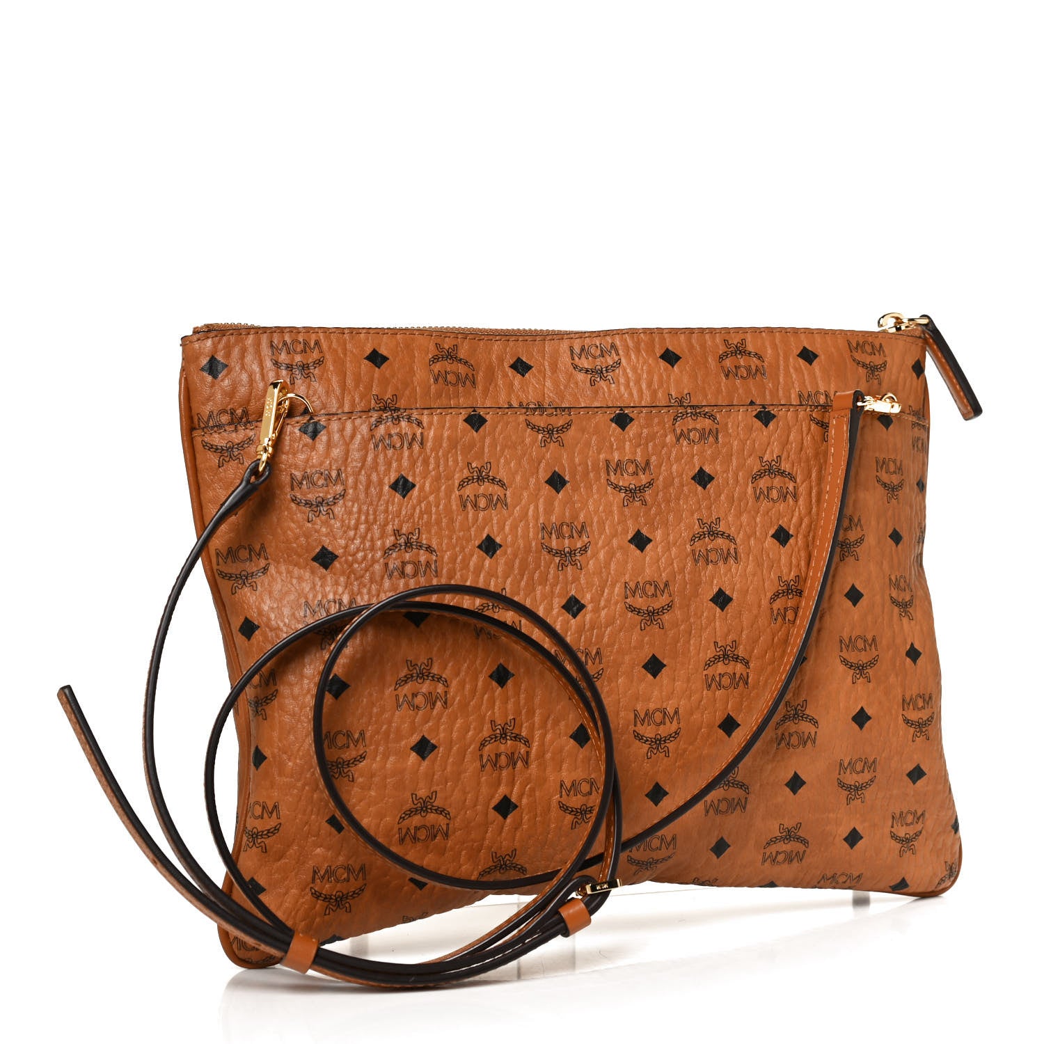 MCM Visetos Crossbody Pouch Cognac 4 of 12