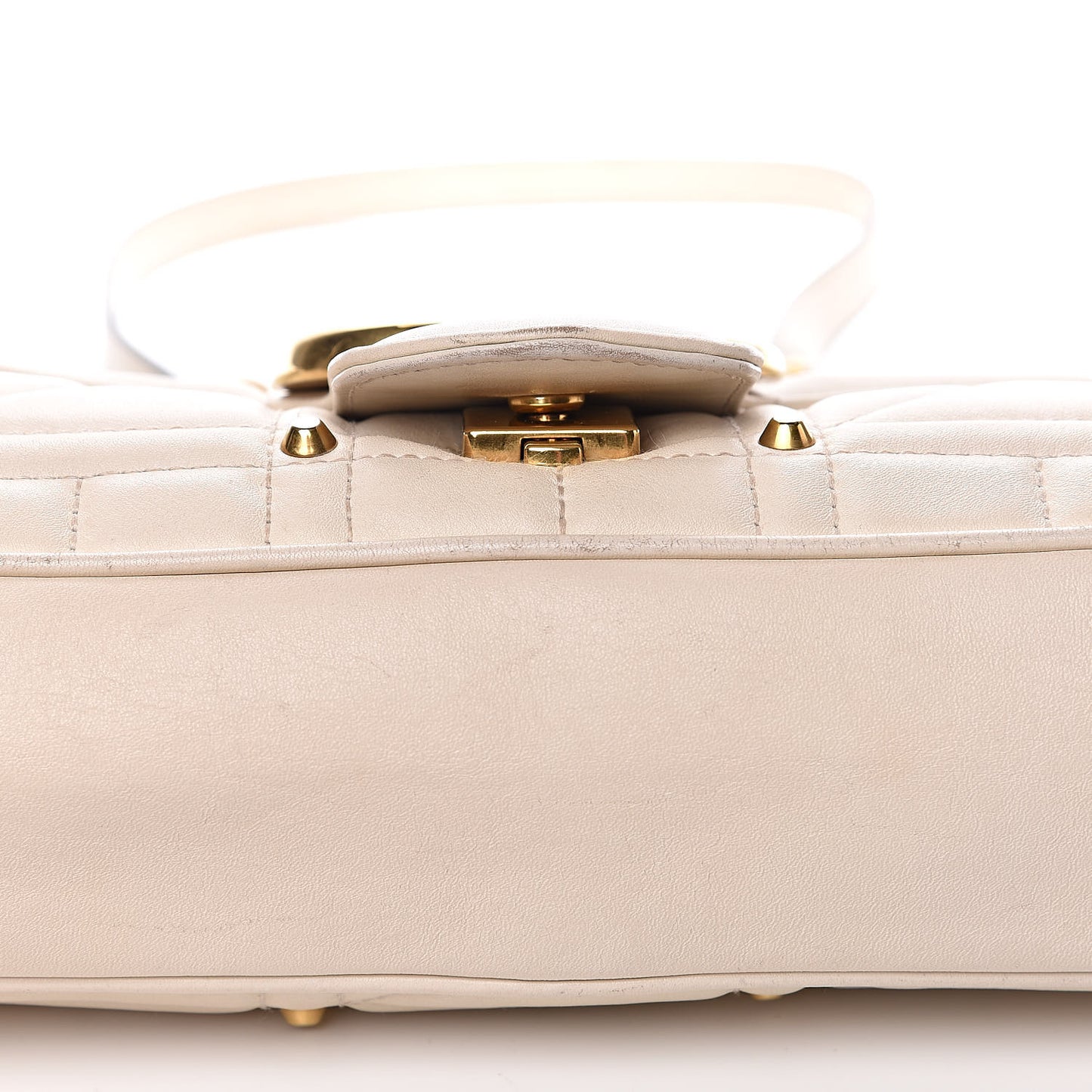 Calfskin Matelasse Studded Medium GG Marmont Shoulder Bag White
