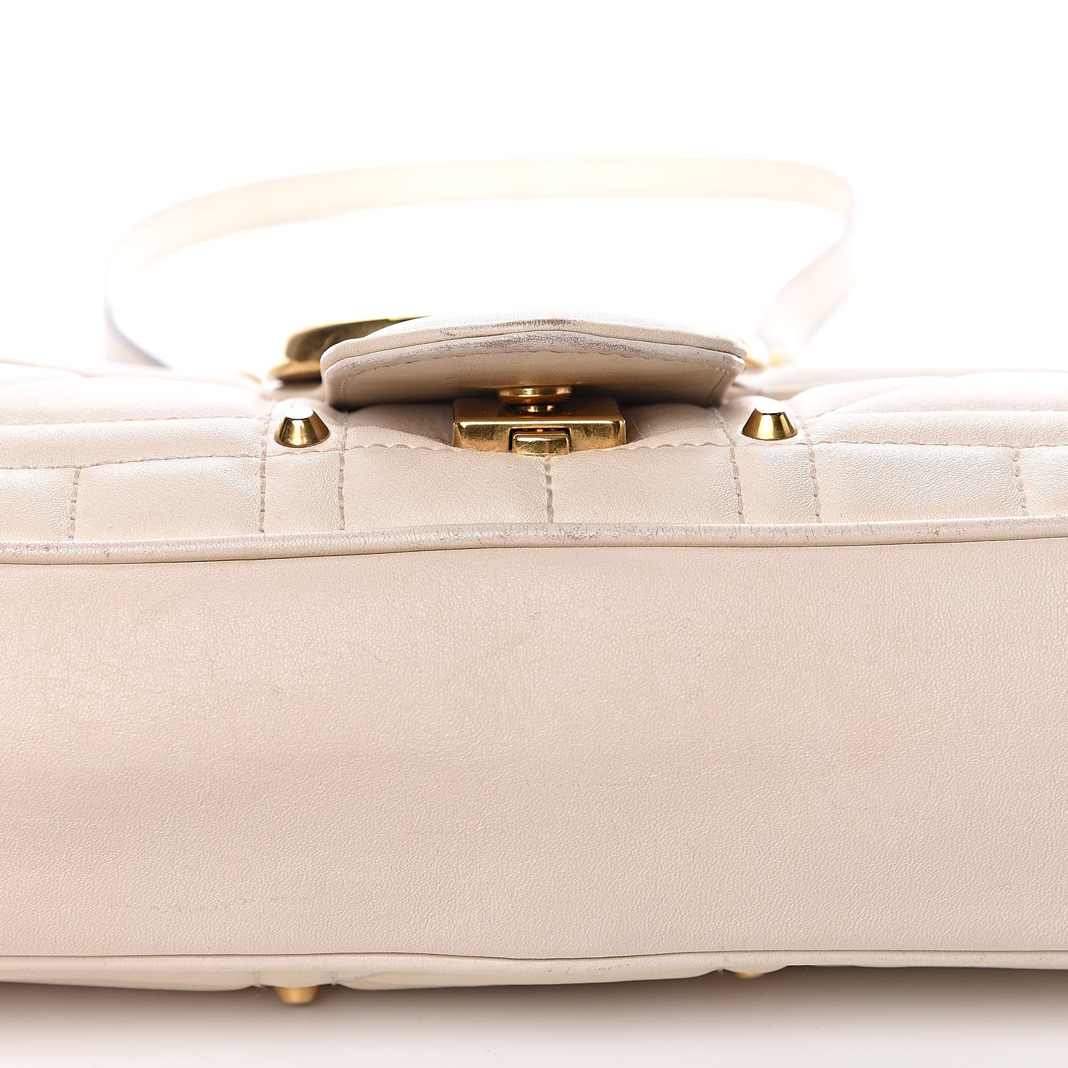 Gucci Calfskin Matelasse Studded Medium GG Marmont Shoulder Bag White 12 of 17