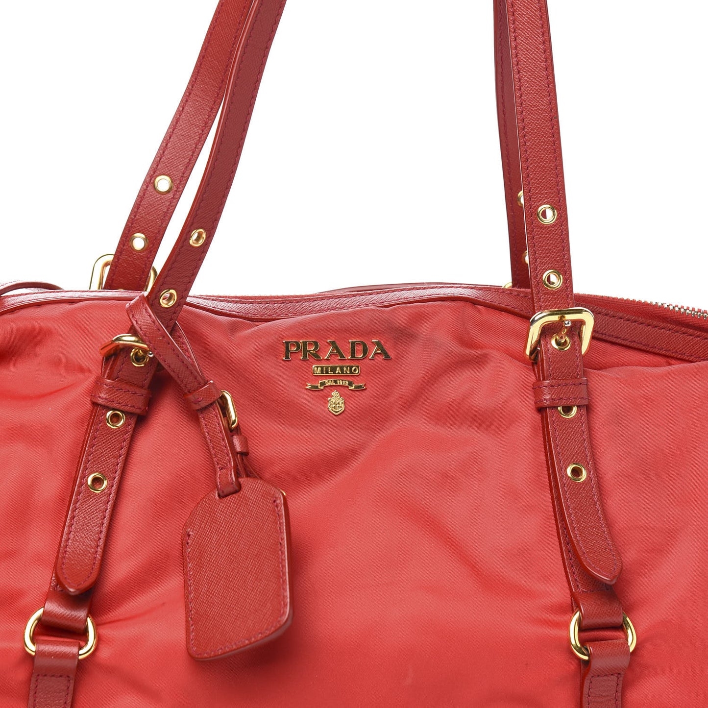 Tessuto Nylon Saffiano Tote Rosso