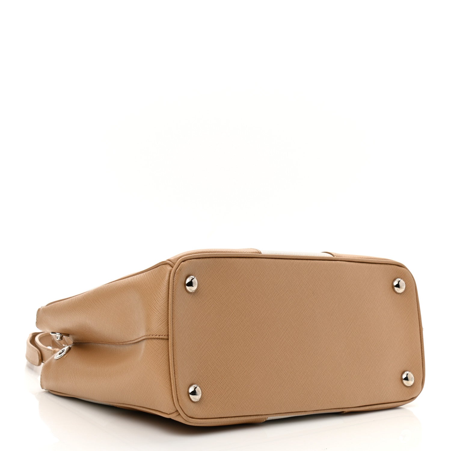 Prada Saffiano Lux Small Bi-Color Galleria Double Zip Tote Talco Natural 4 of 13