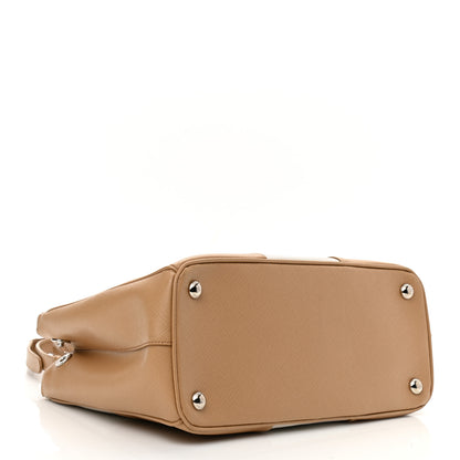 Prada Saffiano Lux Small Bi-Color Galleria Double Zip Tote Talco Natural 4 of 13