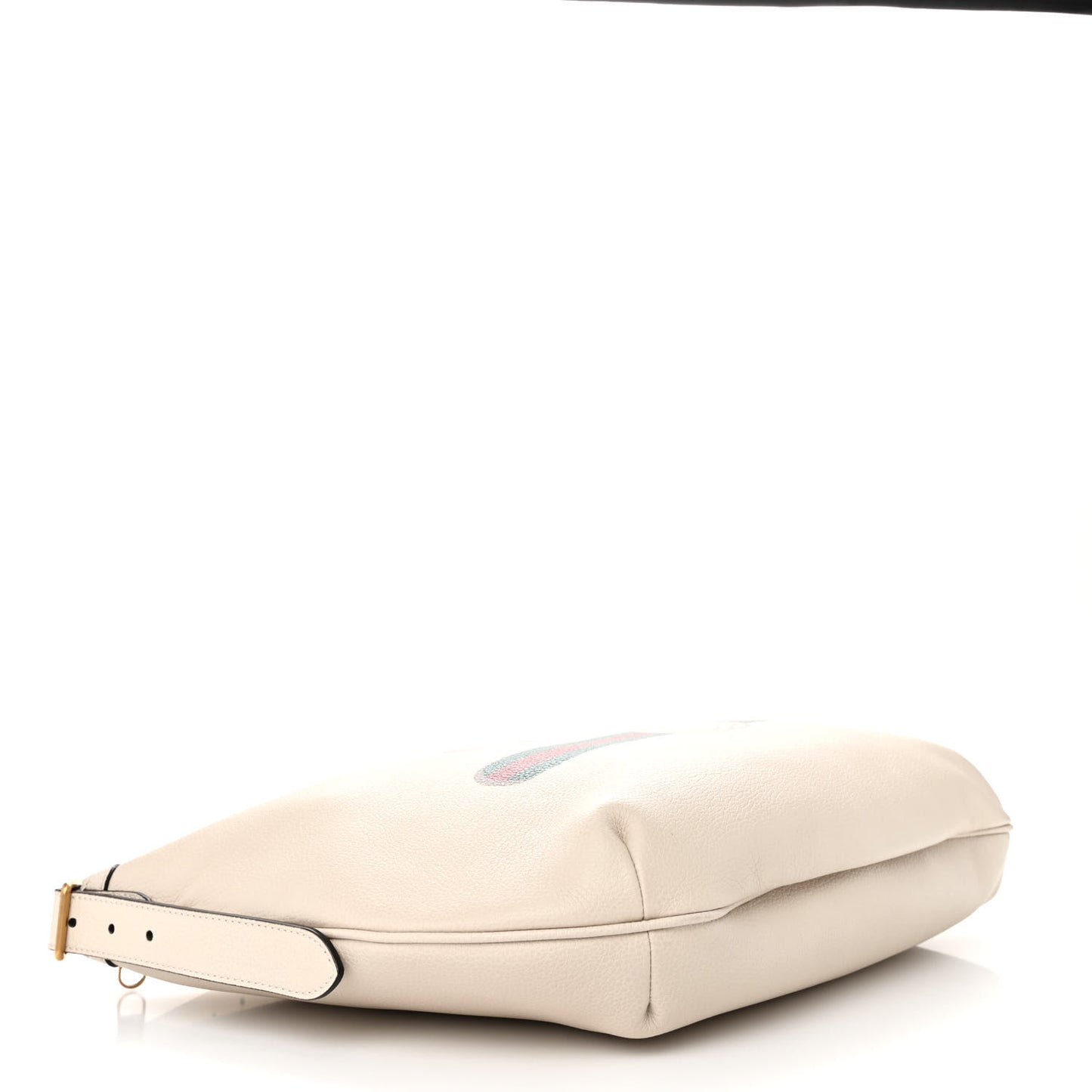 Grained Calfskin Logo Half Moon Hobo White