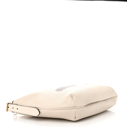 Gucci Grained Calfskin Logo Half Moon Hobo White 4 of 13