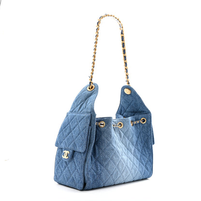 Chanel Washed Denim Quilted Small Chanel 25 Handbag Blue 3 of 12