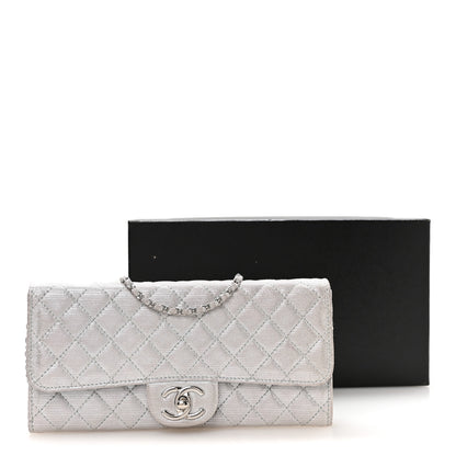 Chanel Metallic Suede Quilted East West Flap Clutch Silver 10 of 10