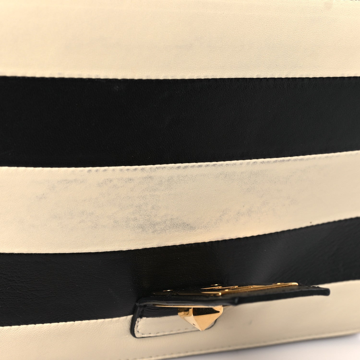 Valentino Garavani Nappa Striped B-Rockstud Flap Black Light Ivory 9 of 9