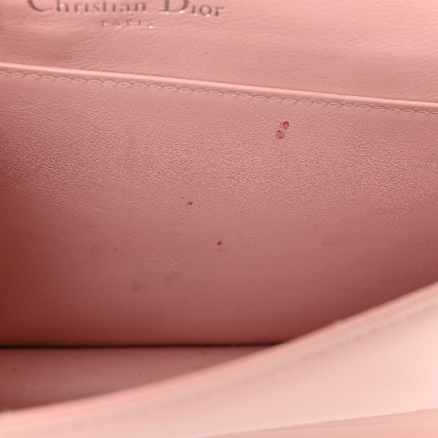 Patent Cannage Lady Dior Chain Wallet Rose Clair