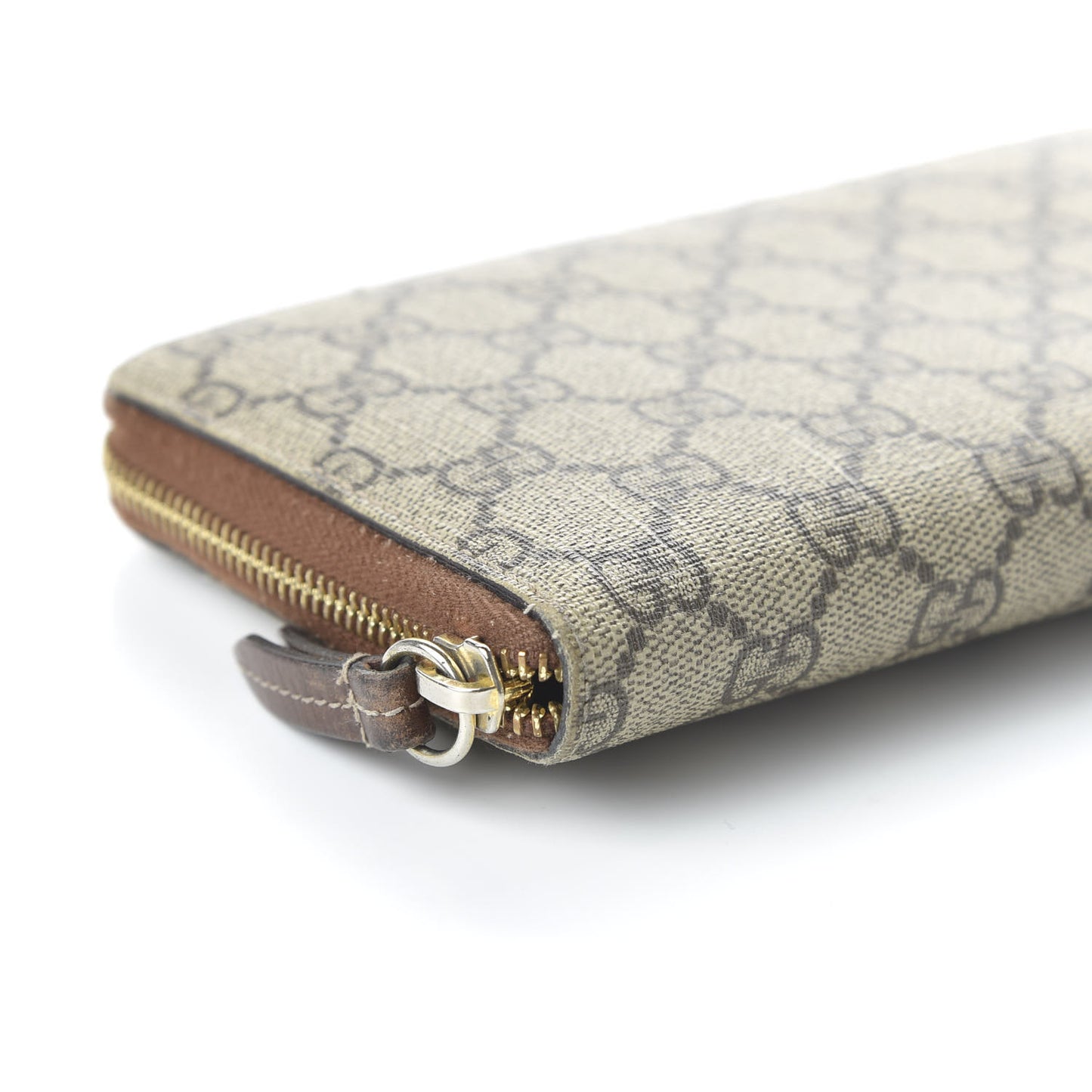GG Supreme Monogram Cuoio Toscano Zip Around Organizer Wallet Beige Ebony Cuir