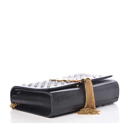 Saint Laurent Calfskin Crystal Studded Small Classic Monogram Kate Tassel Satchel Black 4 of 8