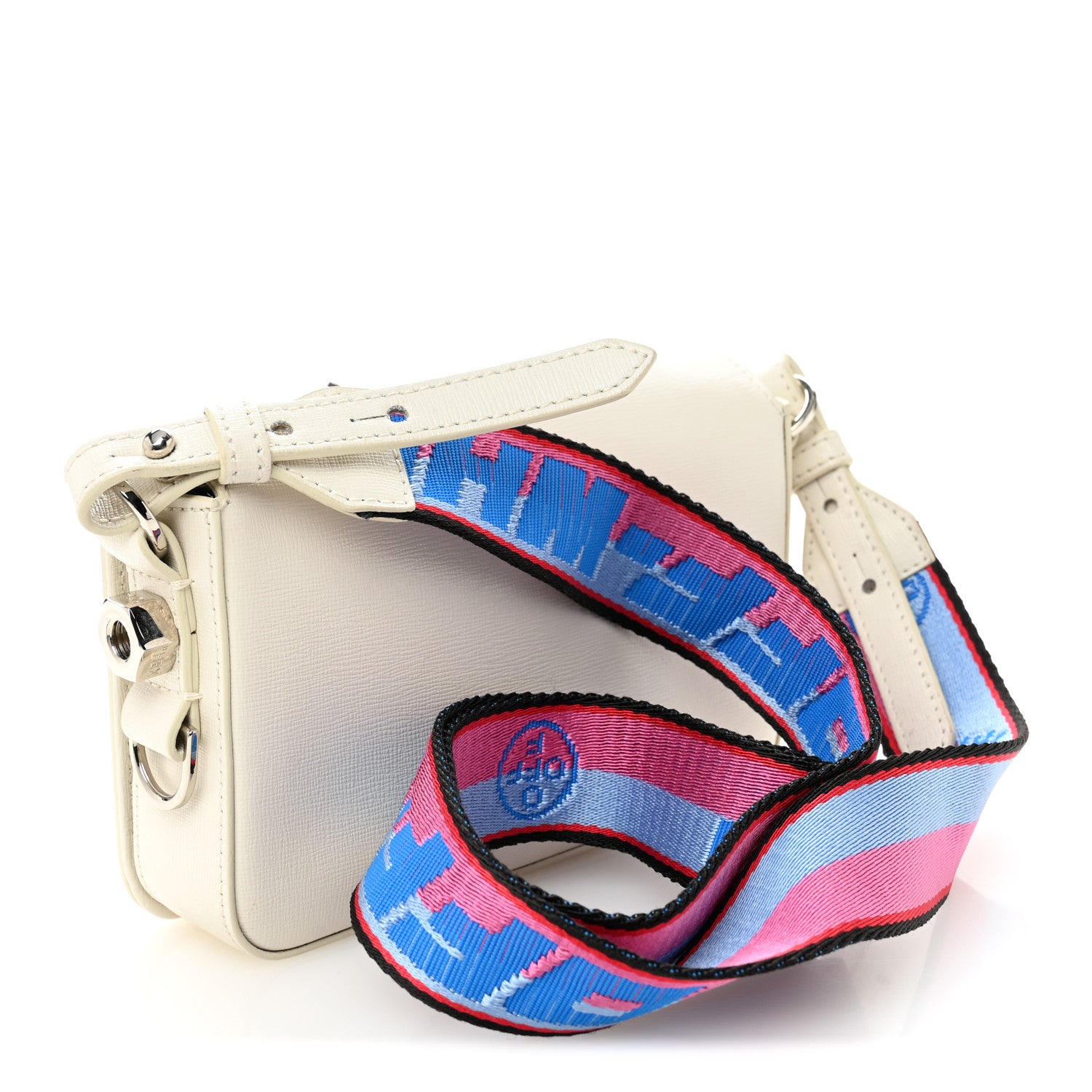 Off-White Saffiano Striped Mini Diag Binder Clip Bag White 3 of 12