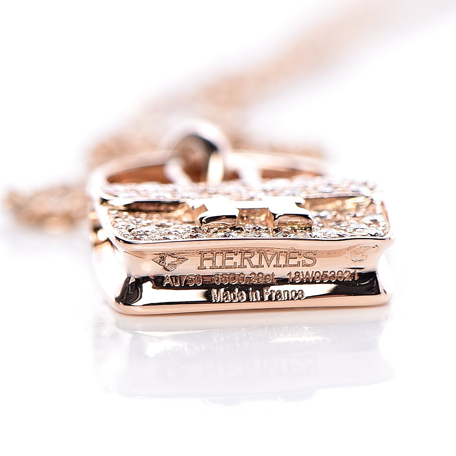 Hermes 18K Rose Gold Diamond Constance Amulette Pendant Necklace 6 of 7