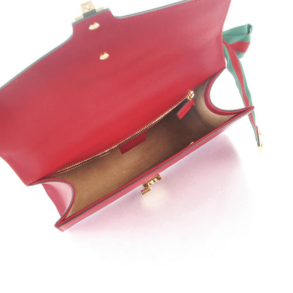 Gucci Calfskin Small Sylvie Shoulder Bag Hibiscus Red 5 of 7
