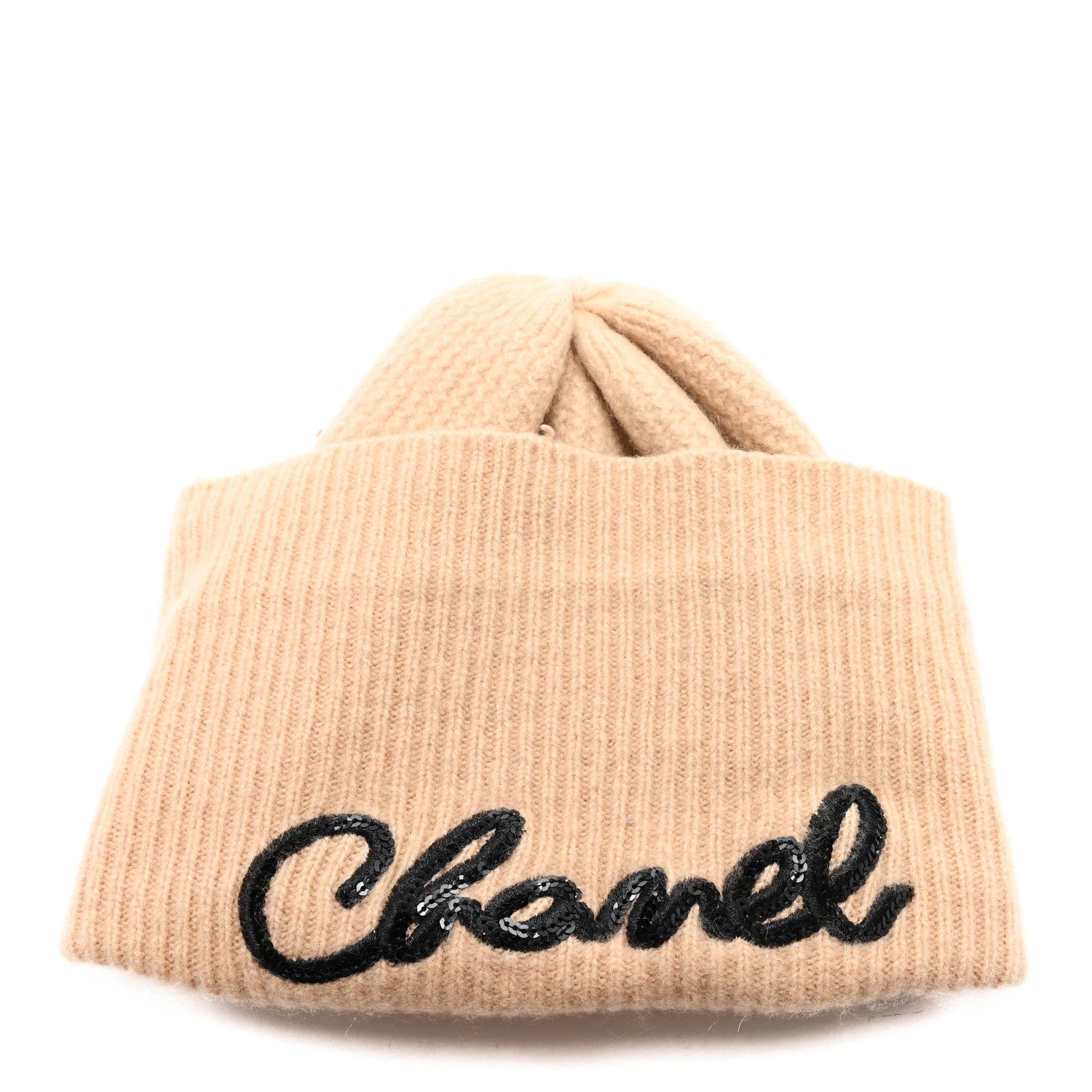 CHANEL CCLogo Knit Beanie シャネル CCロゴ カシミヤ Chanel Cashmere Logo Beanie Hat Beige Black 1767392 – FASHIONPHILE