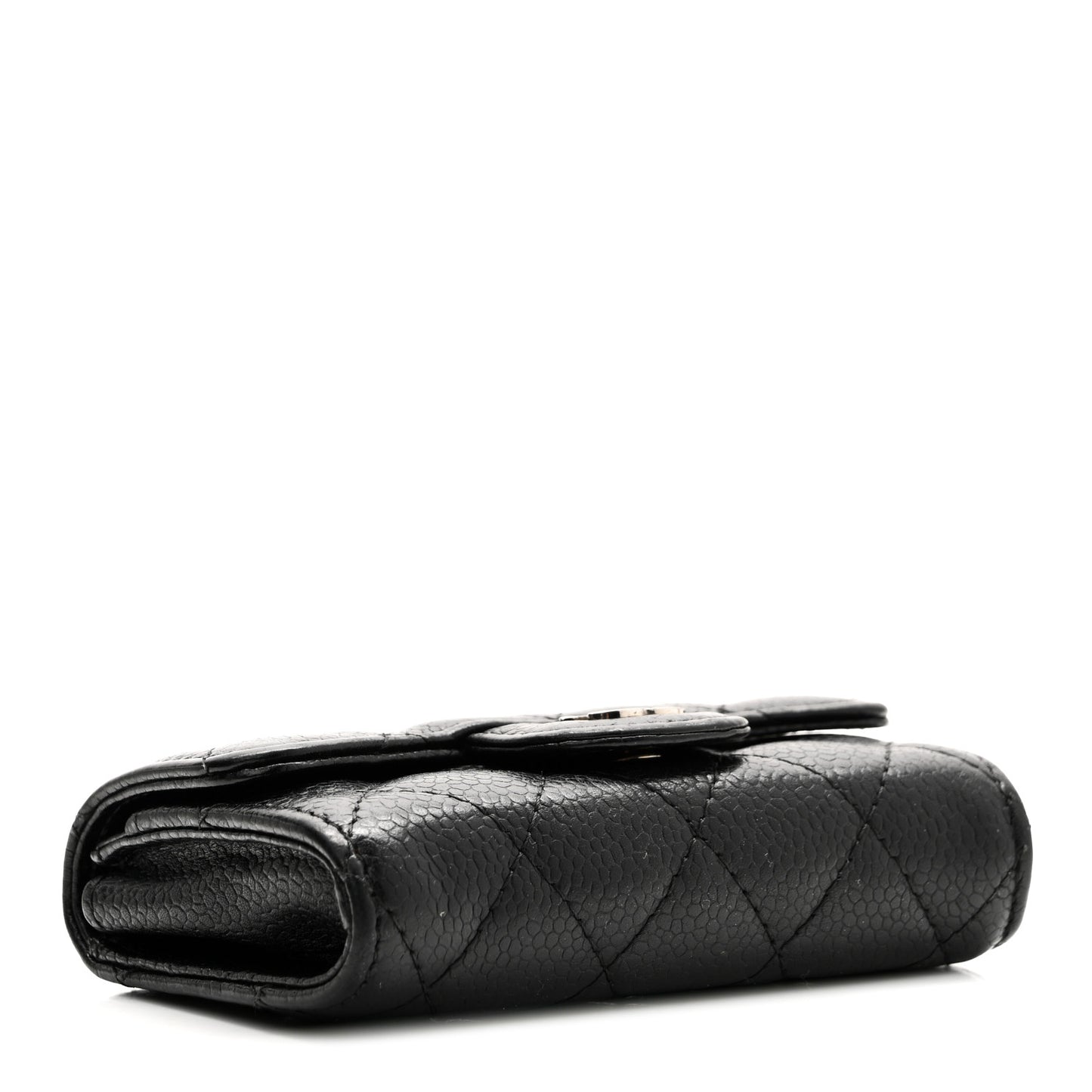 Caviar Quilted Flap Card Holder Black