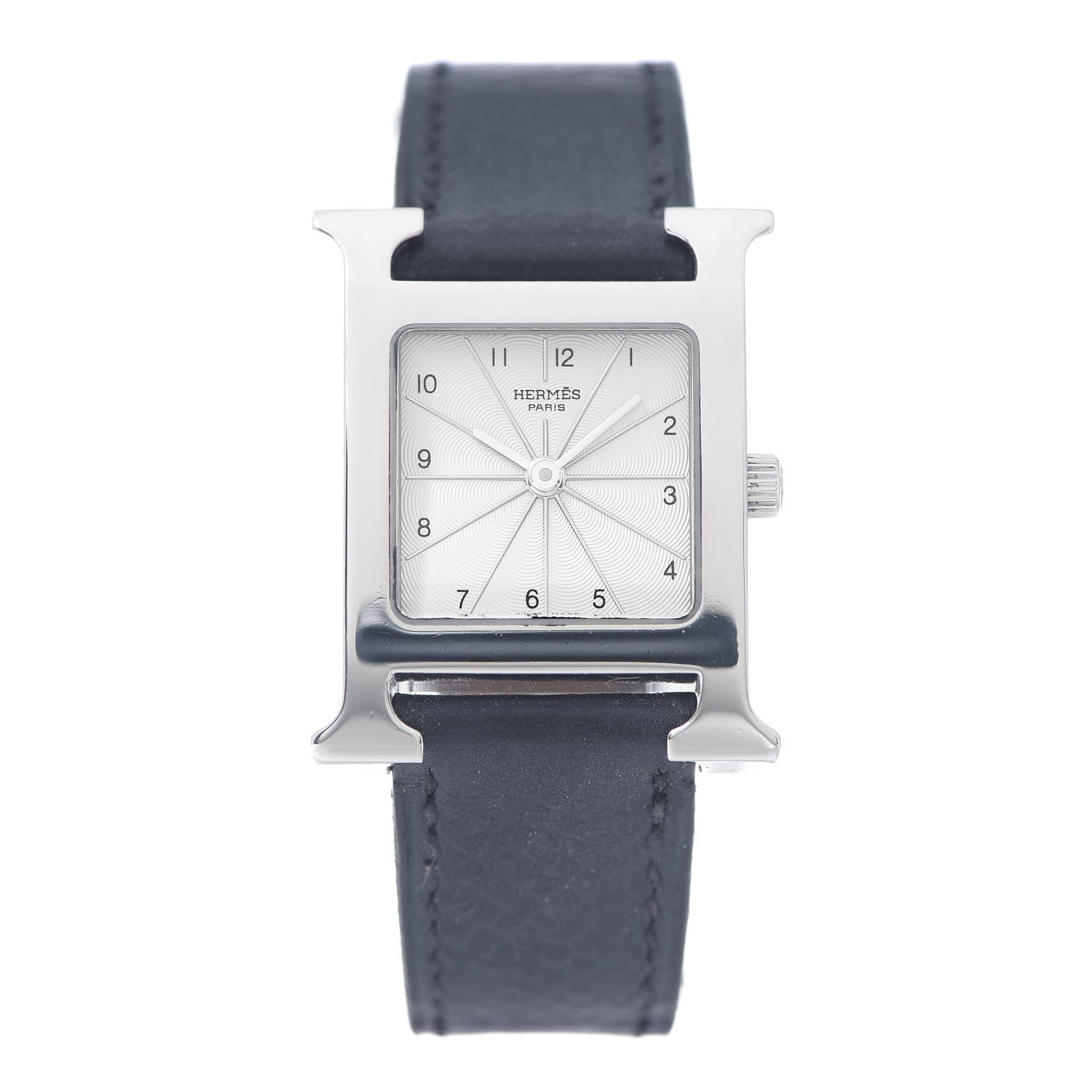 Hermes Stainless Steel Courchevel 21mm Heure H Hour Quartz Watch Noir 1 of 8