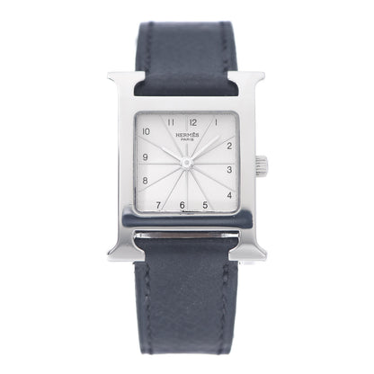 Hermes Stainless Steel Courchevel 21mm Heure H Hour Quartz Watch Noir 1 of 8