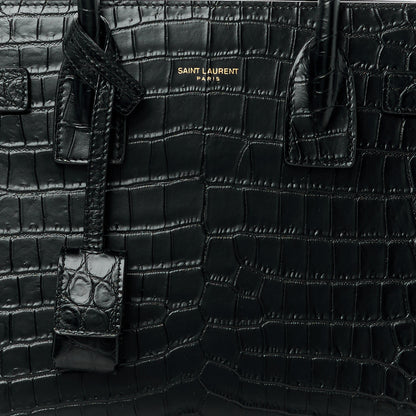 Saint Laurent Calfskin Crocodile Embossed Baby Sac De Jour Black 9 of 12