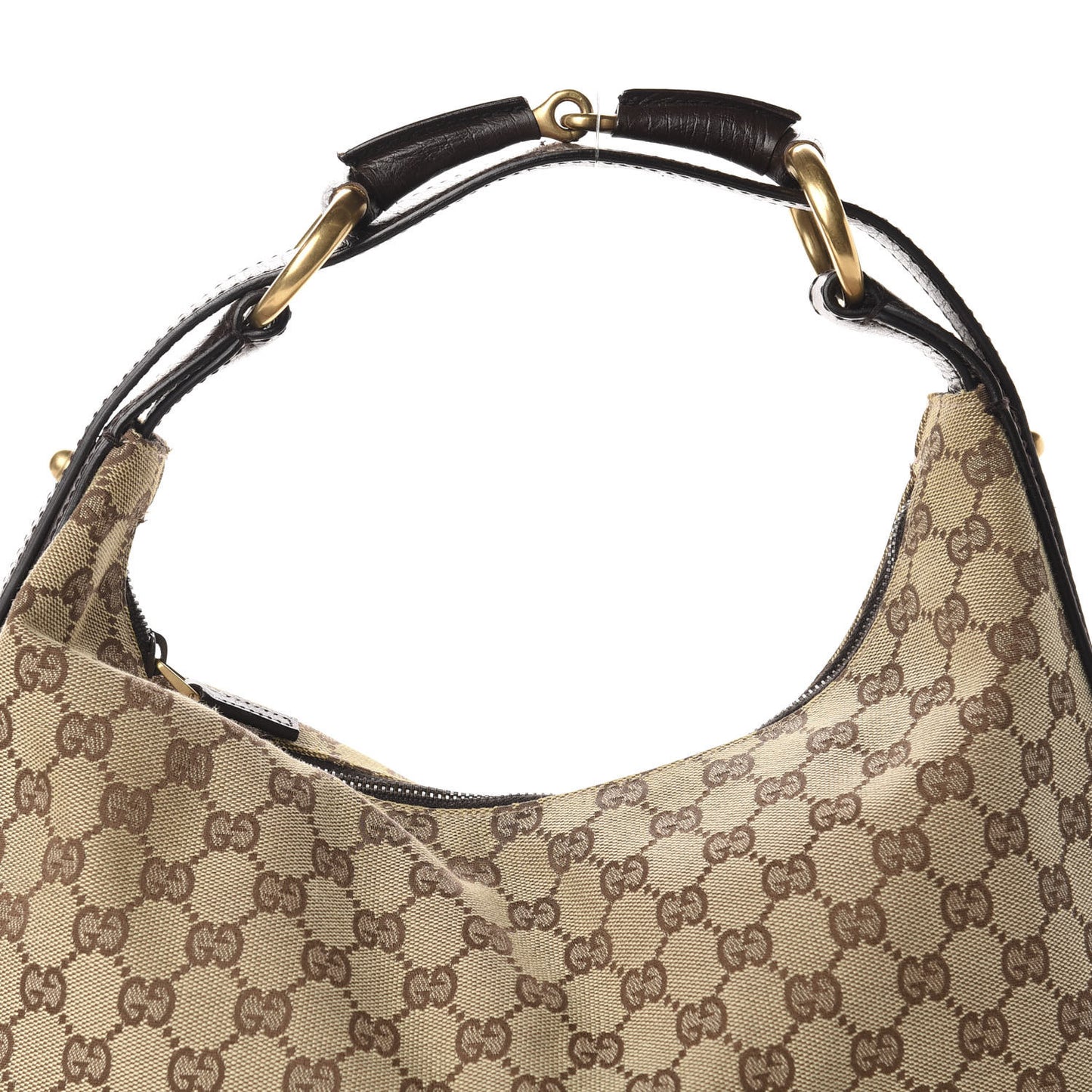 Monogram Medium Horsebit Chain Hobo Dark Brown