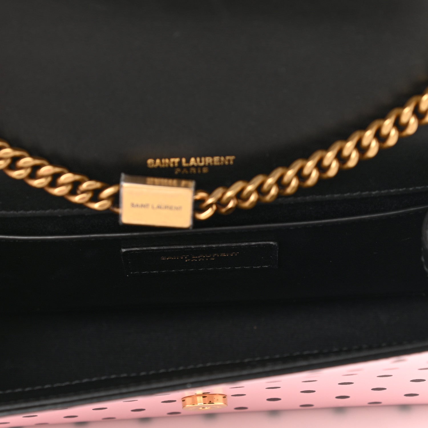 Saint Laurent Calfskin Polka Dot Small Monogram Kate Satchel Rose Black 5 of 10