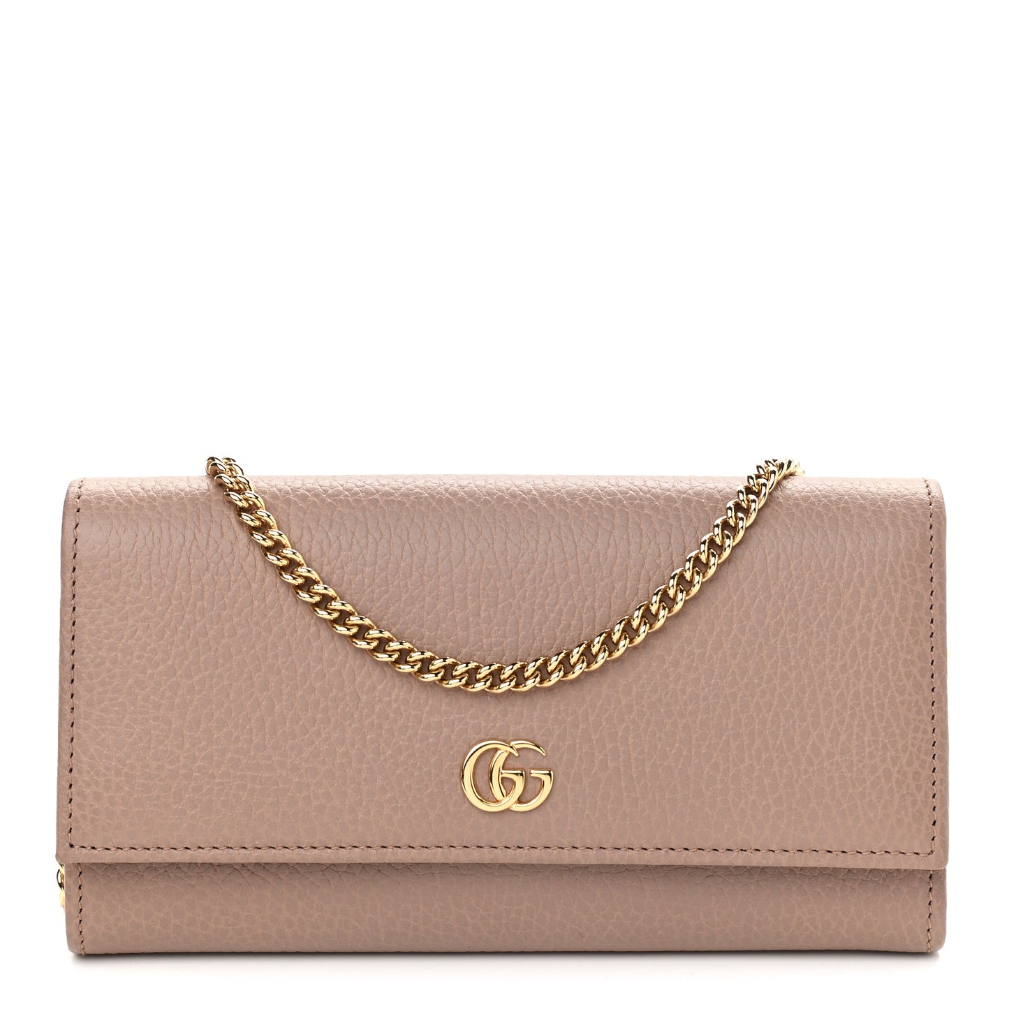 Dollar Calfskin Petite GG Marmont Wallet Chain Bag Porcelain Rose