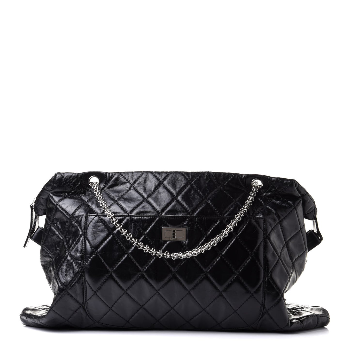 Glazed Calfskin Quilted Surpique Carryall Black