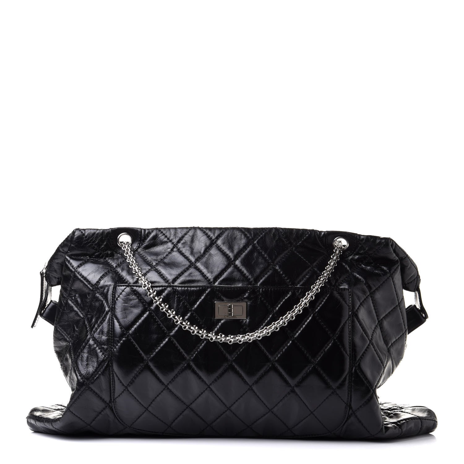 Chanel Glazed Calfskin Quilted Surpique Carryall Black 1 of 9