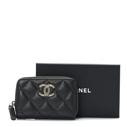 Chanel Caviar Quilted Perforated CC Zip Coin Purse Black 8 of 8